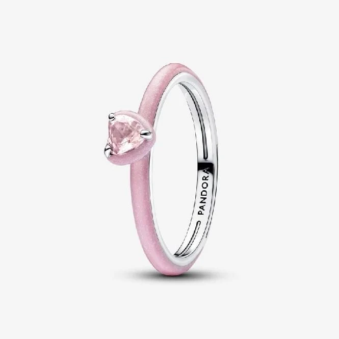 Pink Chakra Heart Ring, Size 48