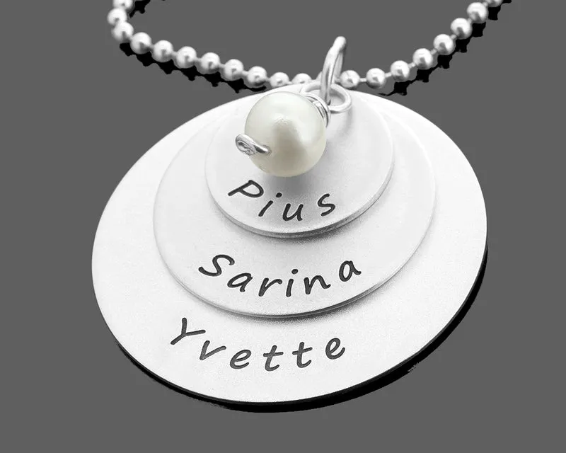 SILBERKETTE MIT NAMEN, PERSONALISIERTER SCHMUCK SILBER, FAMILIENKETTE