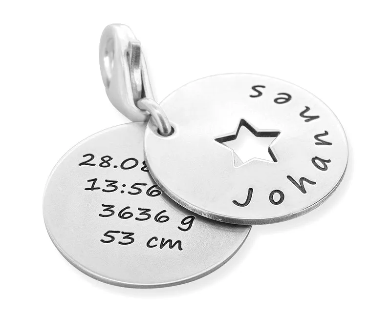 CHARM ANHÄNGER 925 SILBER GRAVUR MAMA GESCHENK GEBURT SILBERCHARM