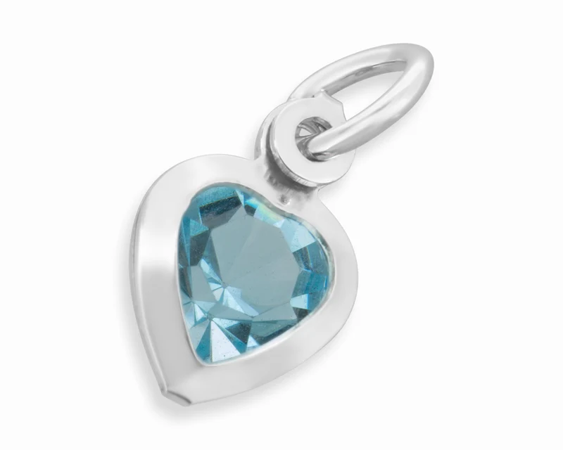 HERZ KRISTALL ANHÄNGER SILBER, KETTENANHÄNGER HERZ BLAU