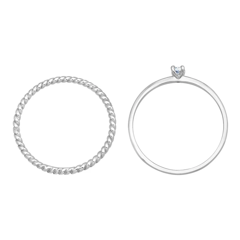 Solitär Ring-Set Twisted | Diamant (Weiß, 0.06 ct.)