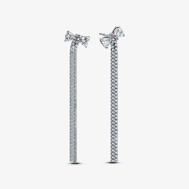 Pave Bow Drop Earrings
