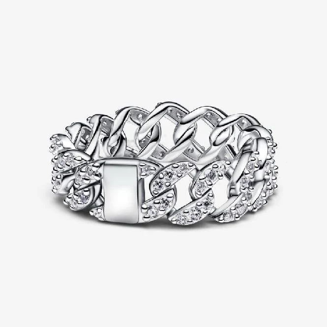 Pave Cuban Chain Ring, Size 54