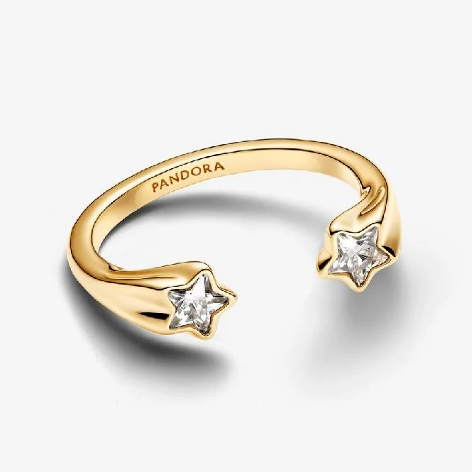 Gold Shooting Stars Open Ring, Size 56