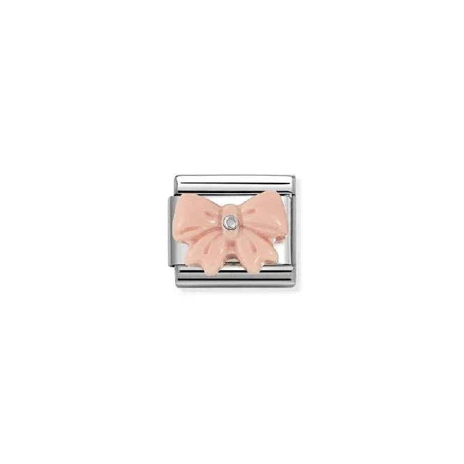 Classic Silver and CZ Pink Resin Bow Fashion & Fun Charms