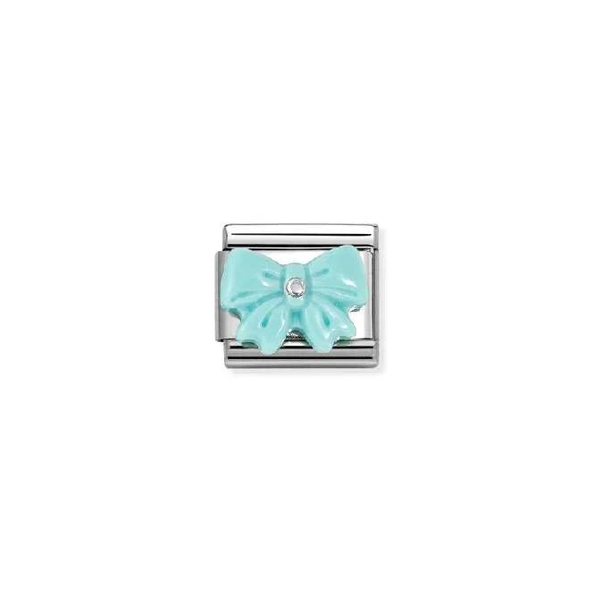 Classic Silver and CZ Turquoise Resin Bow Fashion & Fun Charms