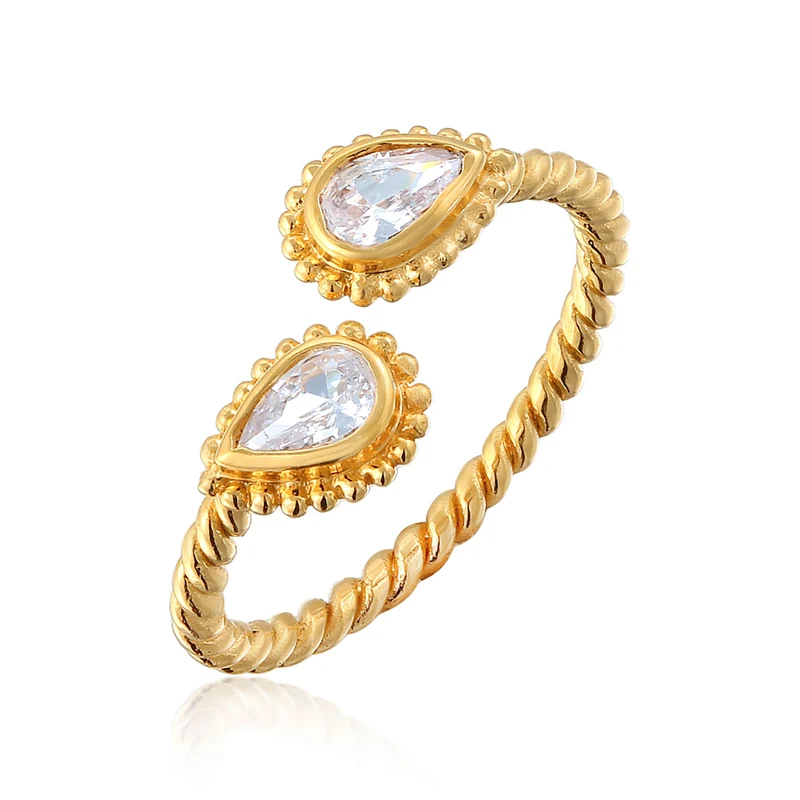 Ring Tropfen Gedreht | Zirkonia (Weiß)