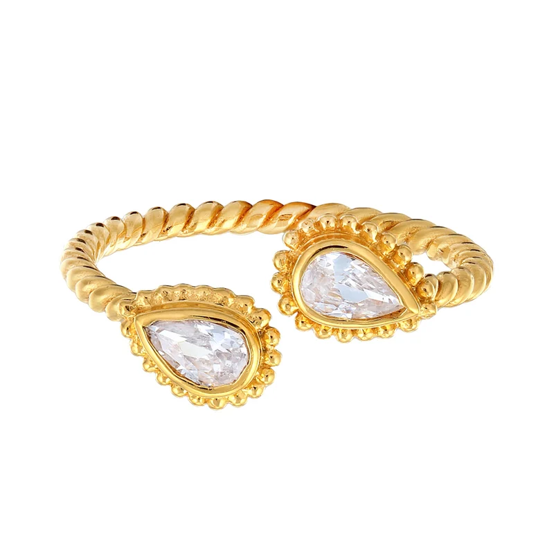 Ring Tropfen Gedreht | Zirkonia (Weiß)