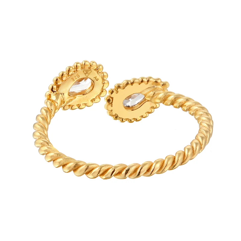 Ring Tropfen Gedreht | Zirkonia (Weiß)