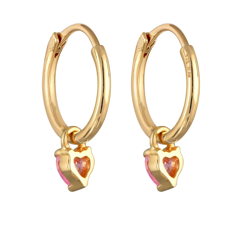 Creolen Herz | Zirkonia (Rosa)