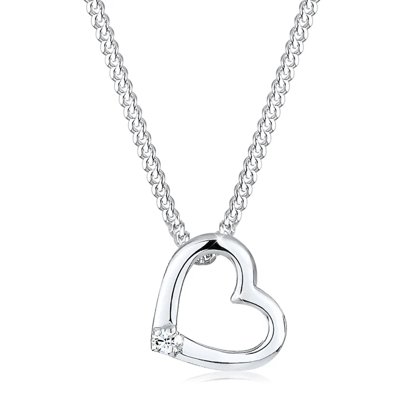 Halskette Herz Anhänger Cut-Out | Mit Kristallen von Swarovski® (Weiß)