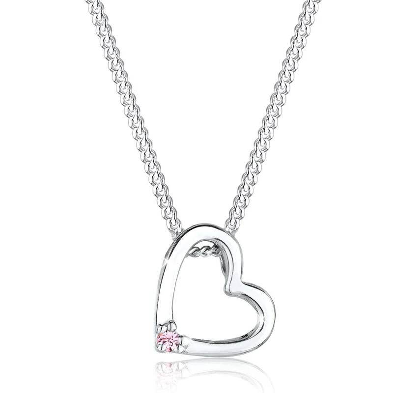 Halskette Herz Anhänger Cut-Out | Mit Kristallen von Swarovski® (Weiß)