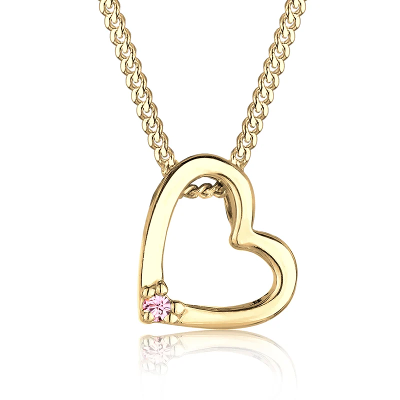 Halskette Herz Anhänger Cut-Out | Mit Kristallen von Swarovski® (Weiß)