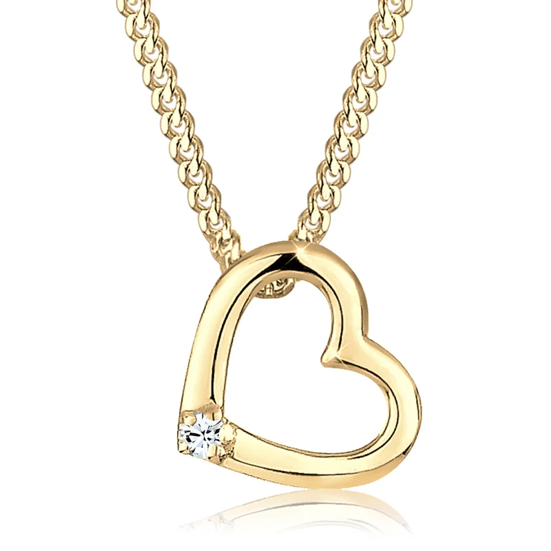 Halskette Herz Anhänger Cut-Out | Mit Kristallen von Swarovski® (Weiß)