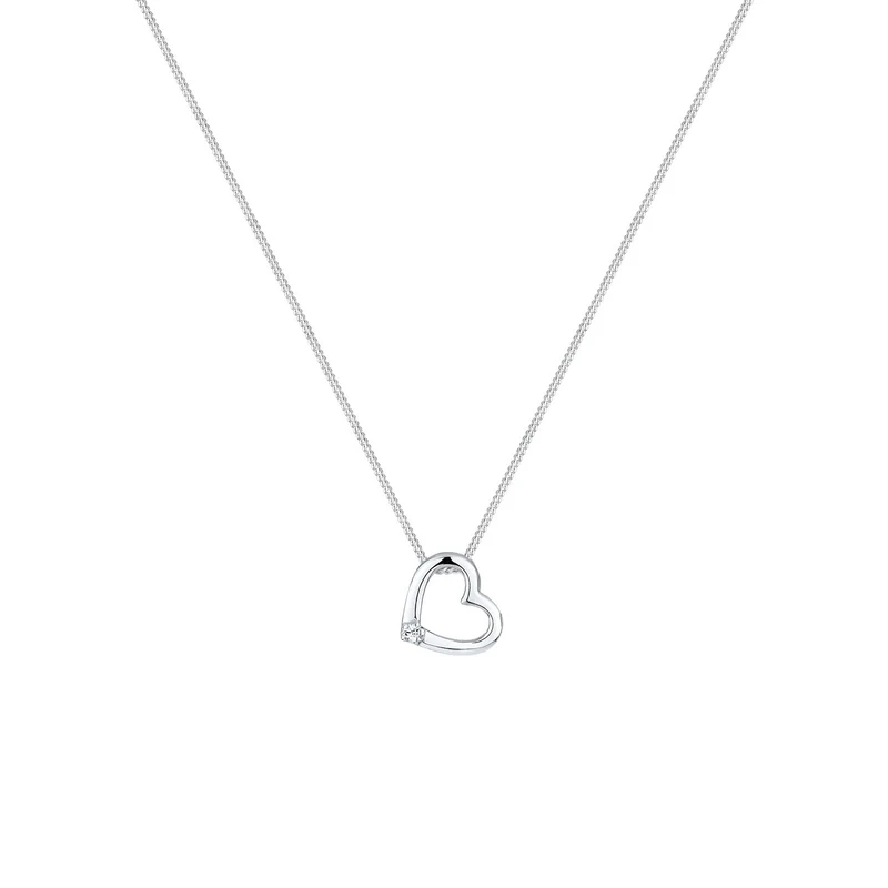 Halskette Herz Anhänger Cut-Out | Mit Kristallen von Swarovski® (Weiß)