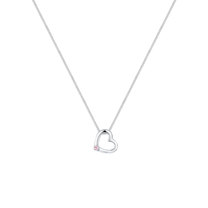 Halskette Herz Anhänger Cut-Out | Mit Kristallen von Swarovski® (Weiß)