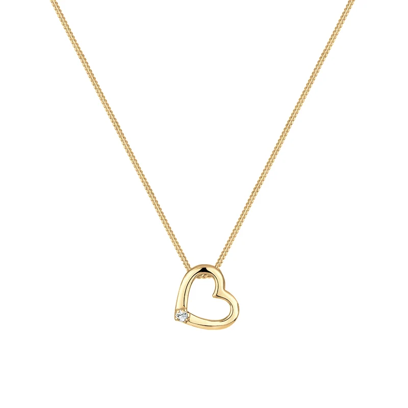 Halskette Herz Anhänger Cut-Out | Mit Kristallen von Swarovski® (Weiß)