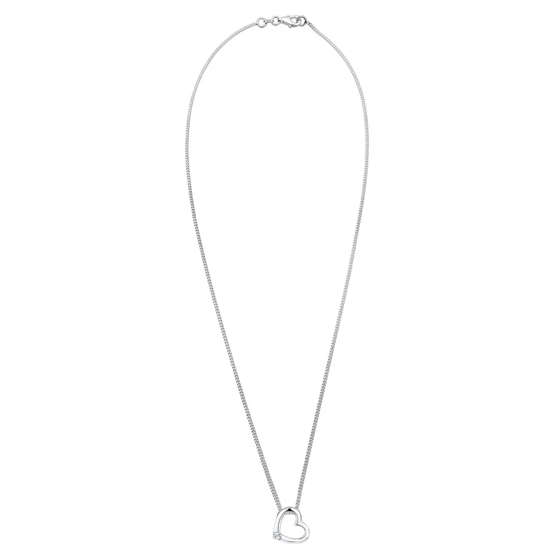 Halskette Herz Anhänger Cut-Out | Mit Kristallen von Swarovski® (Weiß)
