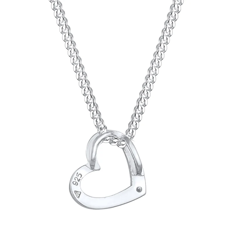 Halskette Herz Anhänger Cut-Out | Mit Kristallen von Swarovski® (Weiß)