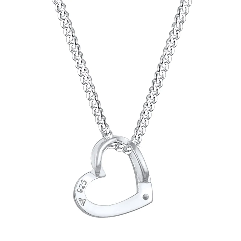 Halskette Herz Anhänger Cut-Out | Mit Kristallen von Swarovski® (Weiß)