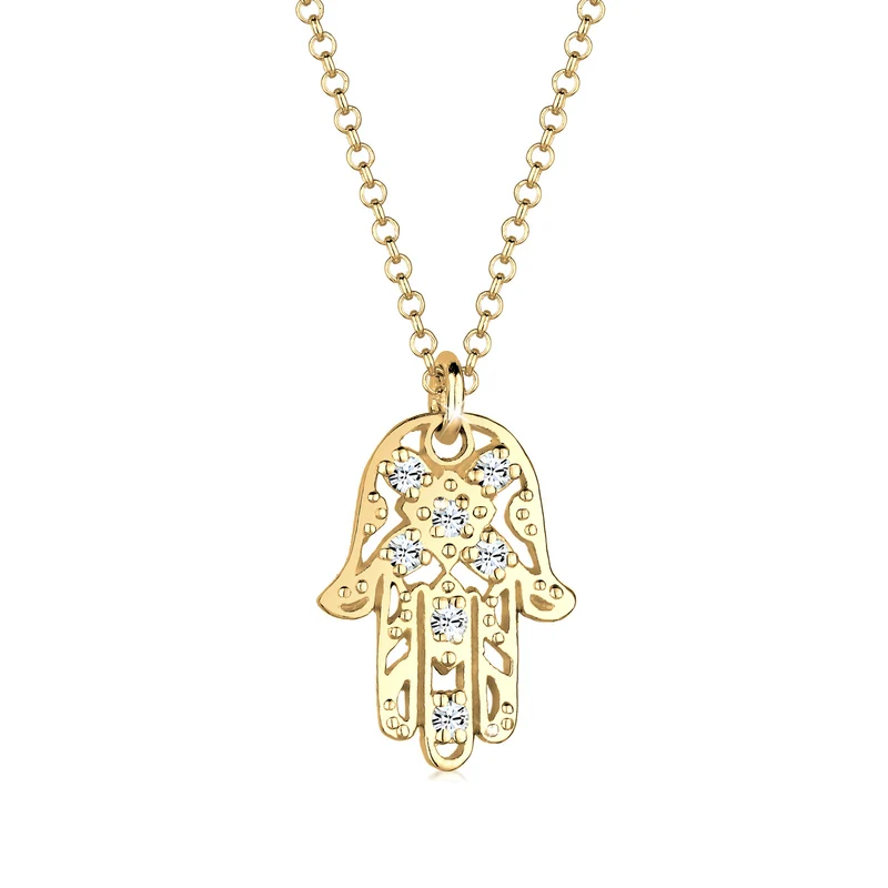 Halskette Hamsa Hand | Mit Kristallen von Swarovski® (Weiß)