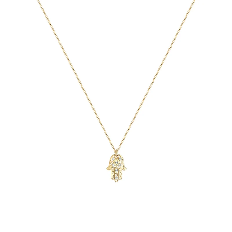 Halskette Hamsa Hand | Mit Kristallen von Swarovski® (Weiß)