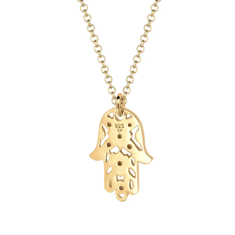 Halskette Hamsa Hand | Mit Kristallen von Swarovski® (Weiß)