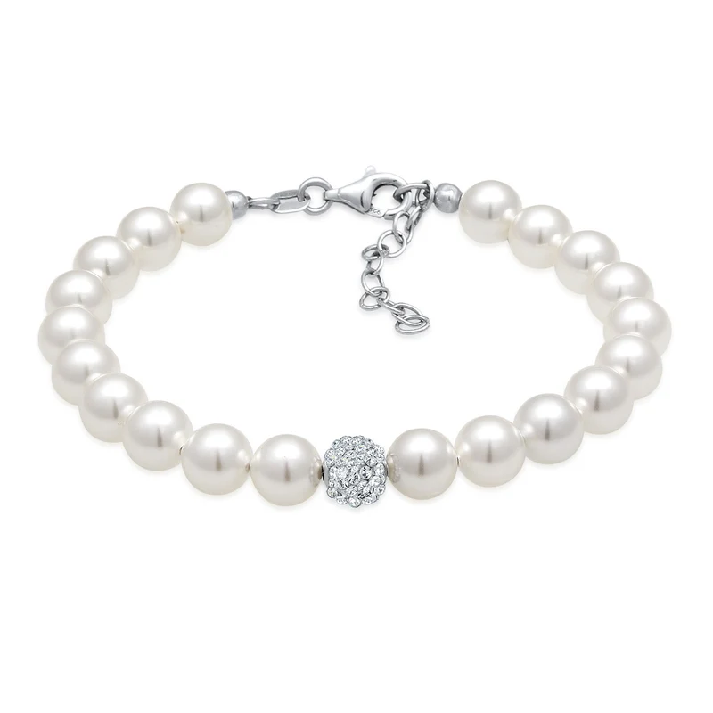 Perlen -Armband Kugel | Mit Kristallen von Swarovski® ( Weiß )