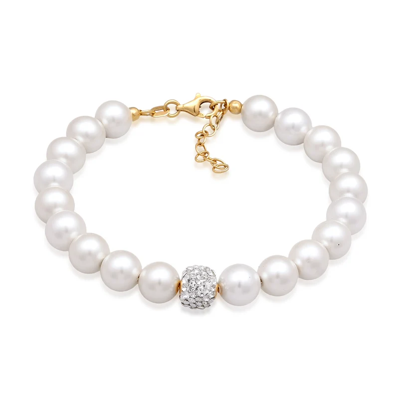 Perlen -Armband Kugel | Mit Kristallen von Swarovski® ( Weiß )