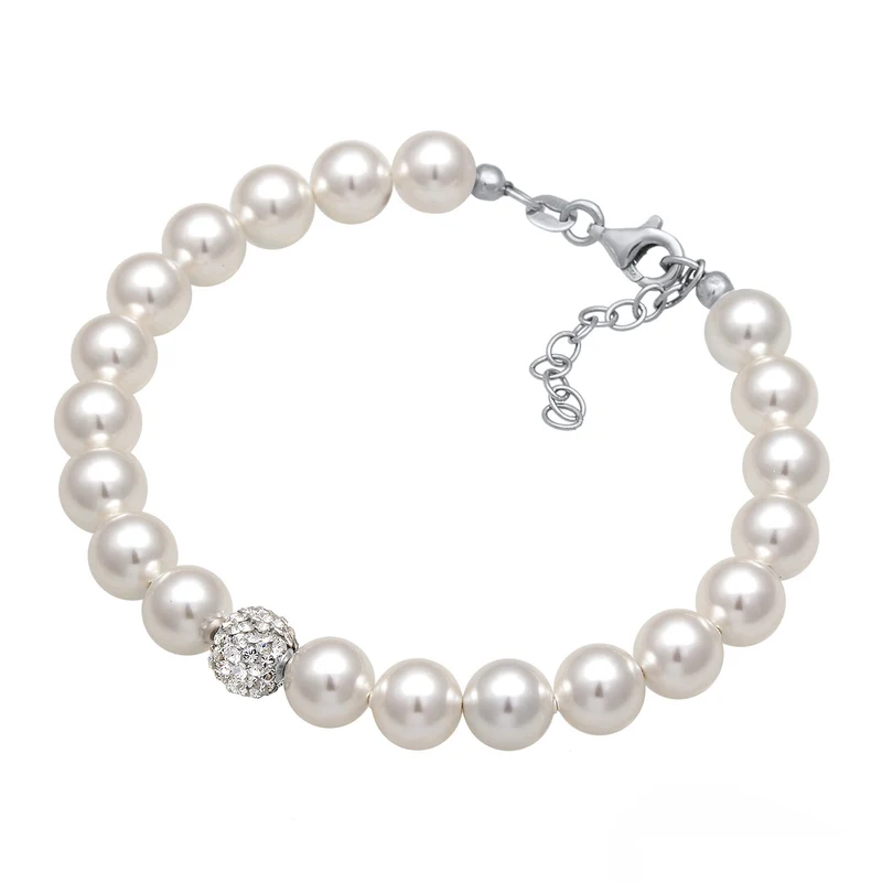 Perlen -Armband Kugel | Mit Kristallen von Swarovski® ( Weiß )