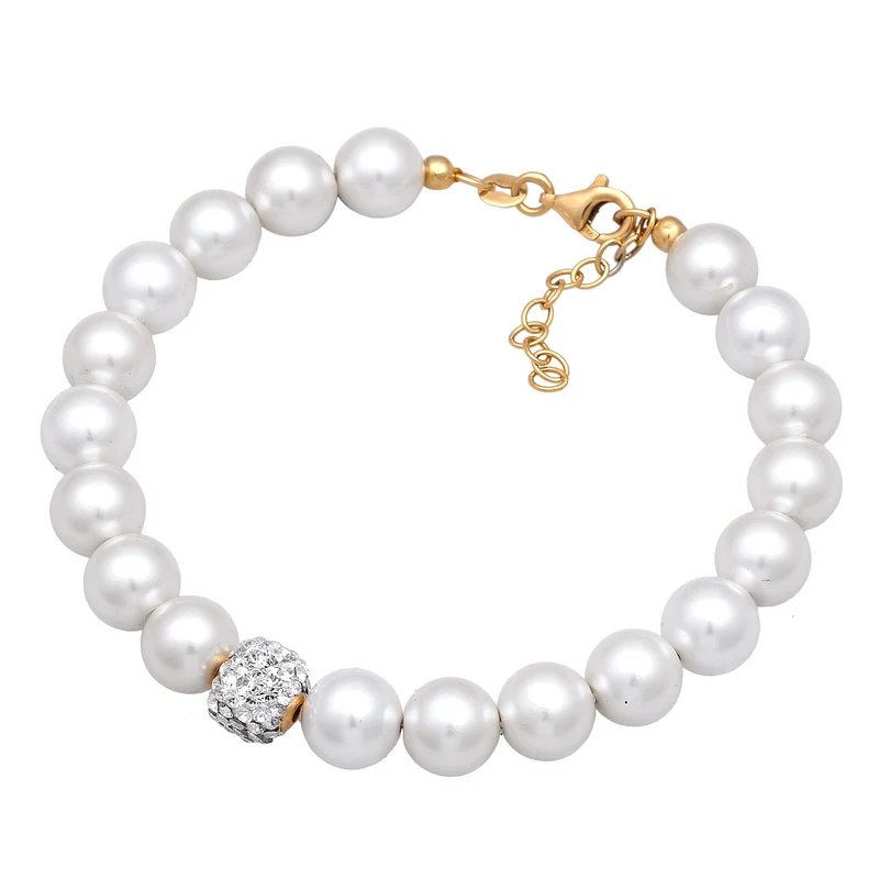 Perlen -Armband Kugel | Mit Kristallen von Swarovski® ( Weiß )