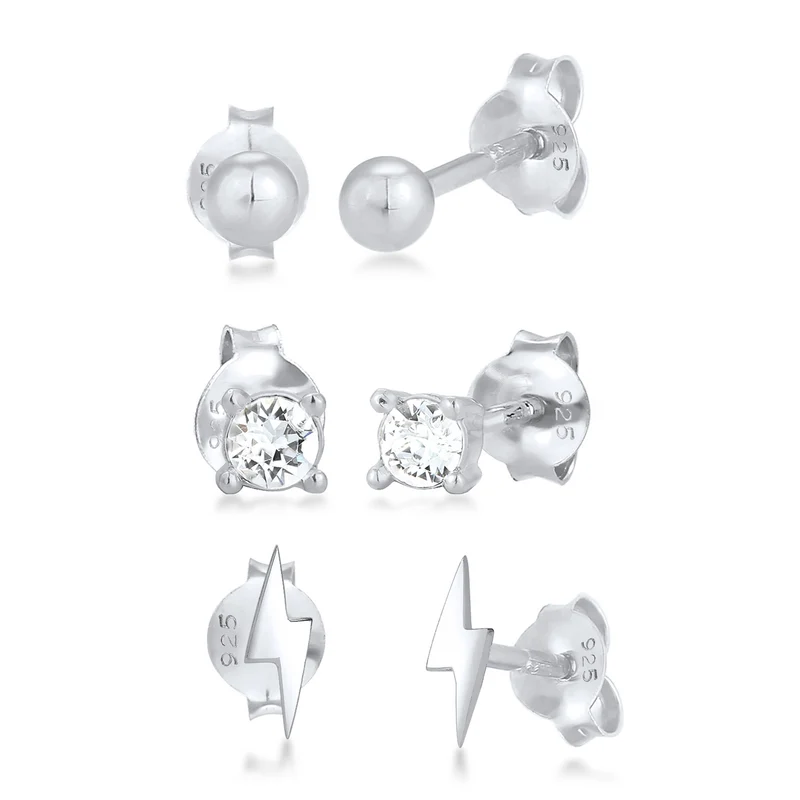 Ohrringset Blitz | Mit Kristallen von Swarovski® (Weiß)
