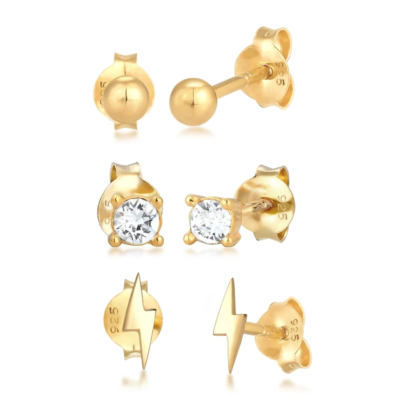 Ohrringset Blitz | Mit Kristallen von Swarovski® (Weiß)