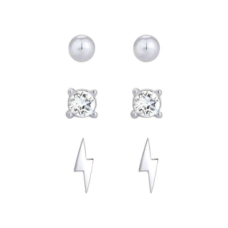 Ohrringset Blitz | Mit Kristallen von Swarovski® (Weiß)