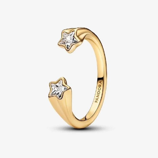 Gold Shooting Stars Open Ring, Size 58