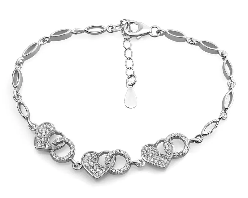 BRAUTSCHMUCK, ARMBAND BRAUT, SILBERSCHMUCK MIT HERZEN, ARMBAND SILBER
