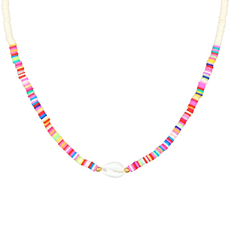 Halskette Kauri Muschel | Heishi Perlen (Bunt)
