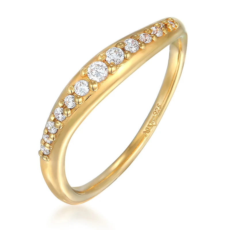Ring Geschwungen | Zirkonia Kristalle (Weiß)