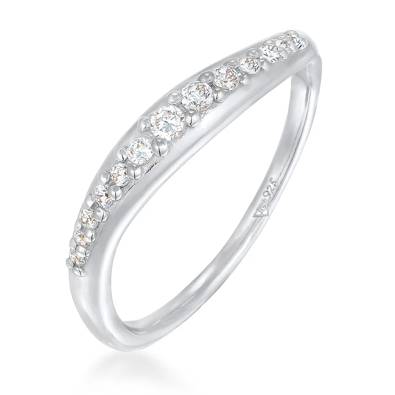 Ring Geschwungen | Zirkonia Kristalle (Weiß)