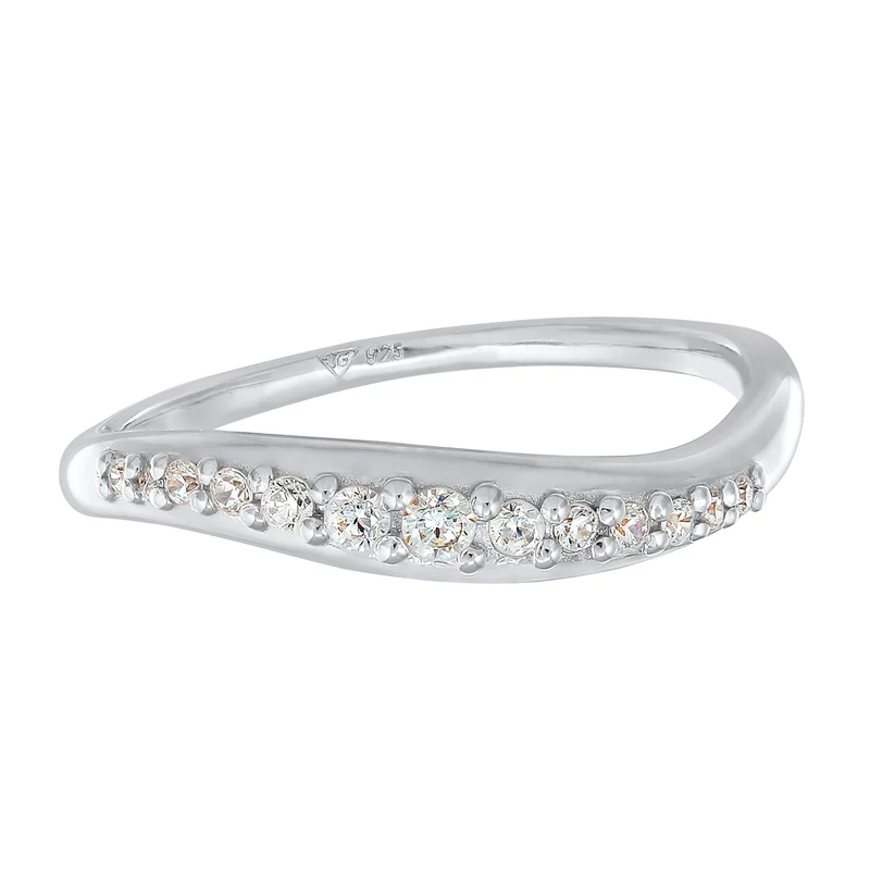 Ring Geschwungen | Zirkonia Kristalle (Weiß)