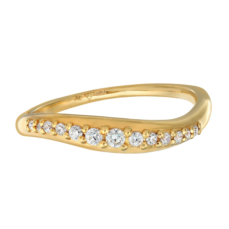 Ring Geschwungen | Zirkonia Kristalle (Weiß)