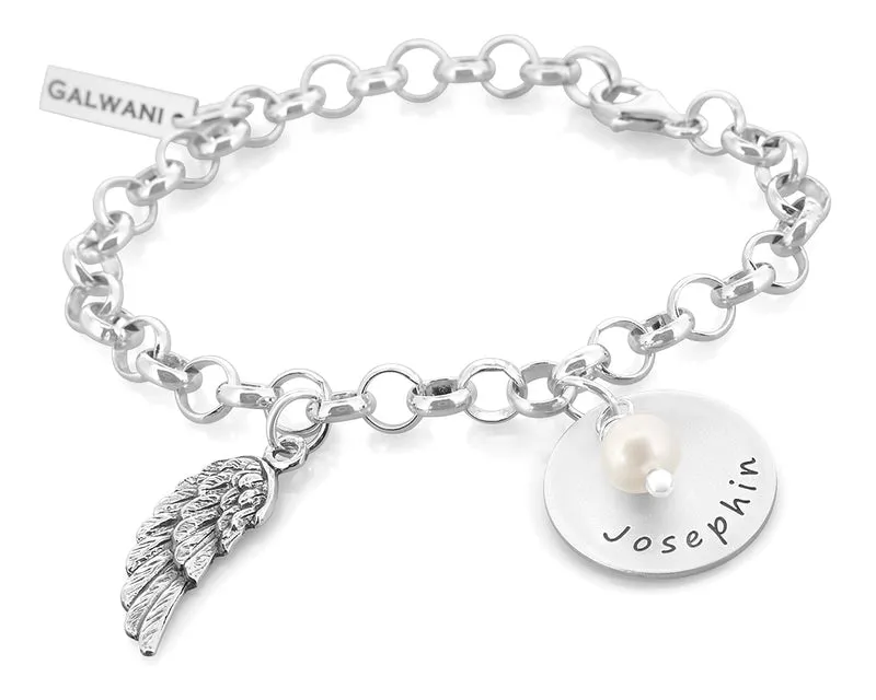 ARMBAND 925 SILBER DAMEN GRAVUR, SCHMUCK MIT NAMEN SILBERARMBAND FLÜGEL