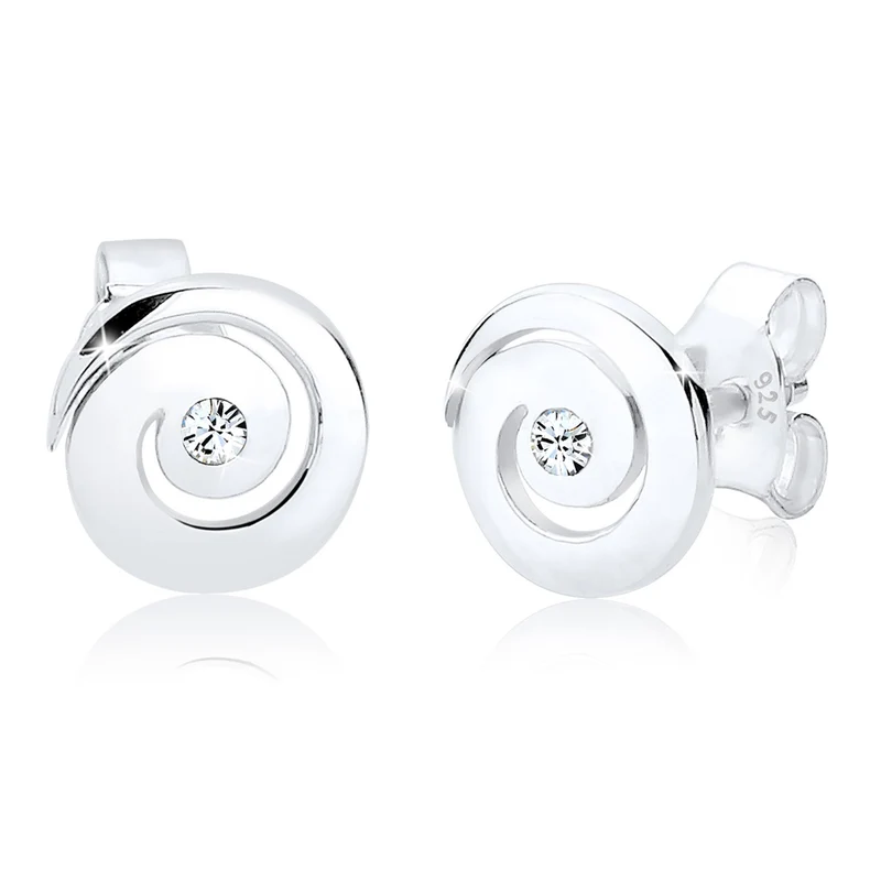 Ohrstecker Spirale | Mit Kristallen von Swarovski® (Weiß)