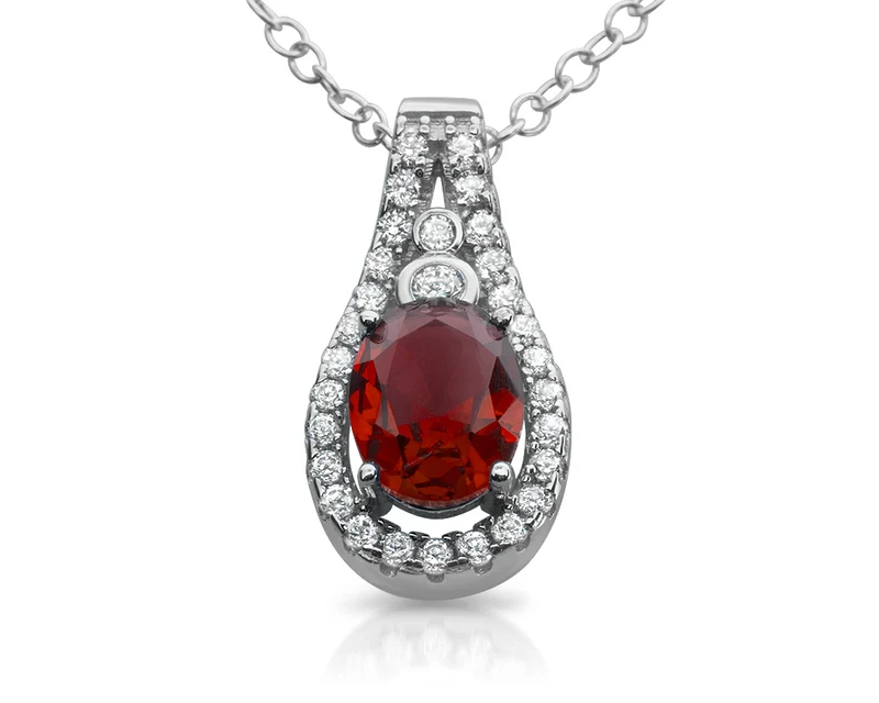 SILBERANHÄNGER MIT KETTE, JUWELIER SCHMUCK SILBER ROT, ZIRKONIA