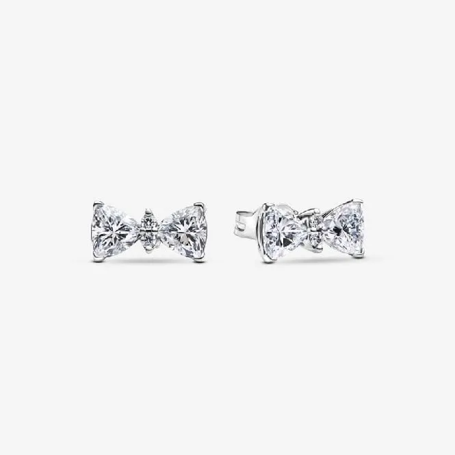 Sparkling Bow Stud Earrings