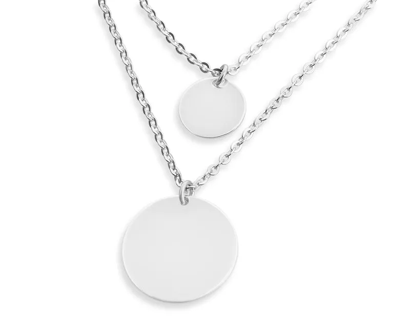 SILBERCOLLIER DAMEN HALSKETTE SILBERKETTE GRAVUR ANHÄNGER DOPPELKETTE