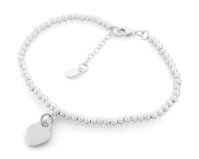 KUGELARMBAND MIT HERZ, SILBERSCHMUCK, ARMBAND MIT GRAVUR