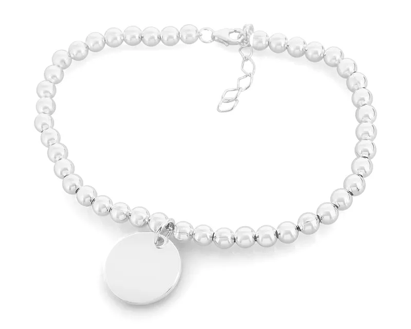 SILBER ARMBAND, KUGELKETTE, GRAVUR SCHMUCK, GESCHENK GEBURT
