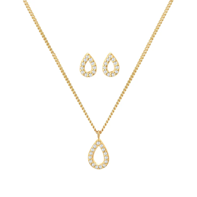 Schmuckset Tropfen | Zirkonia (Weiß)