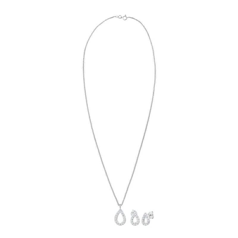 Schmuckset Tropfen | Zirkonia (Weiß)